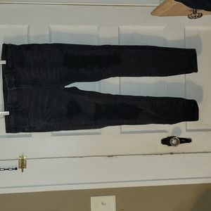 American Eagle Outfitters Destroyed Black Jeggings 14 Regular AE forever soft